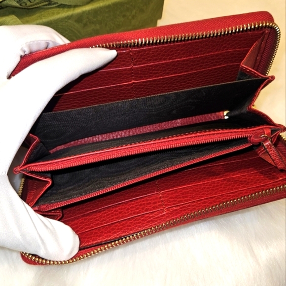 Authentic Gucci Marmont Pebbled Leather Zip Around Wallet - Picture 7 of 13